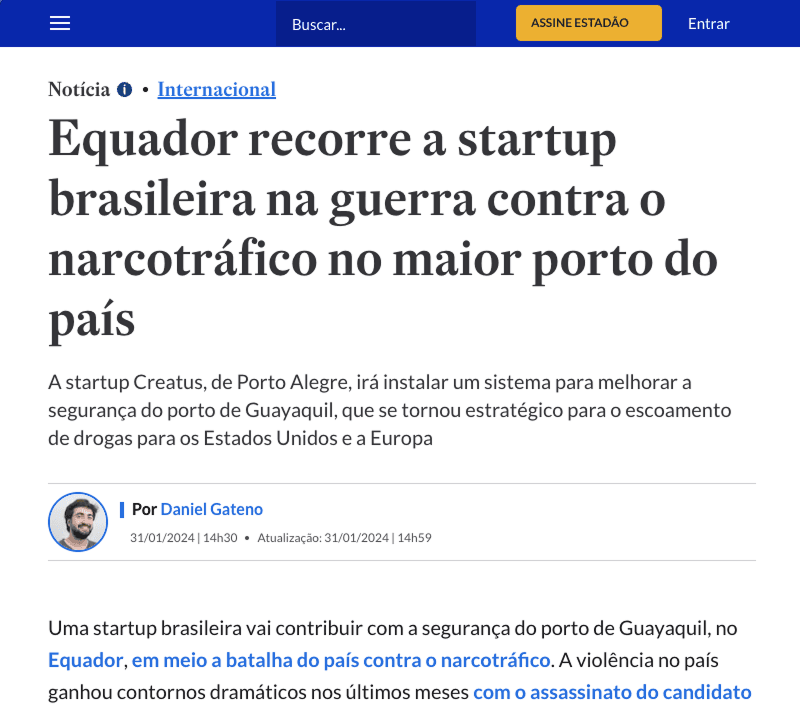 Equador recorre a startup brasileira na guerra contra o narcotráfico no maior porto do país.